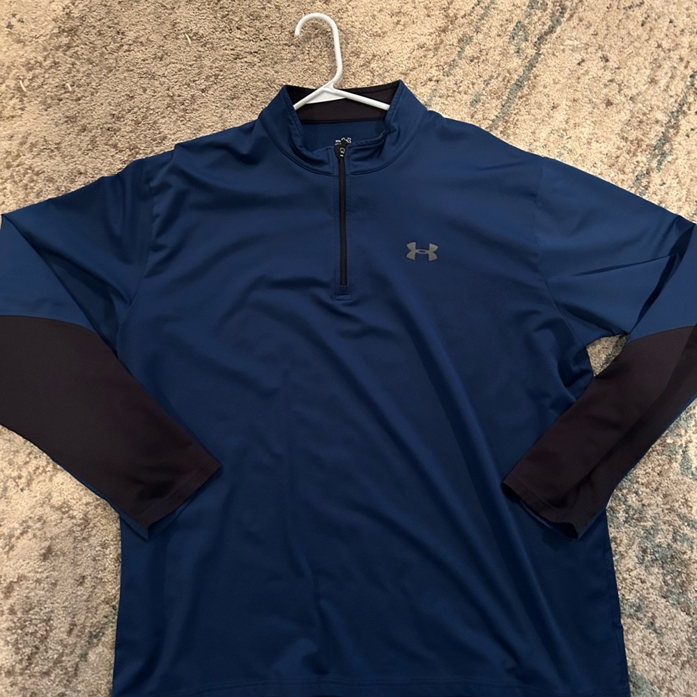 Under Armour Men's Blue and Black quarter zip pullover